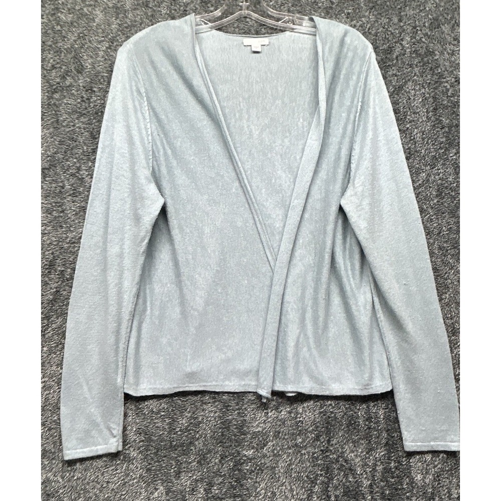 J. Jill Womens Size M Blue Long Sleeve Linen Blend Cardigan Top (J13)